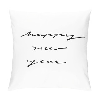 Personality  Happy New Year Black Ink Calligraphy Style Pillow Covers