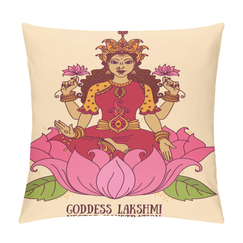 Personality  Beautiful Indian Goddess Lakshmi Pillow Covers