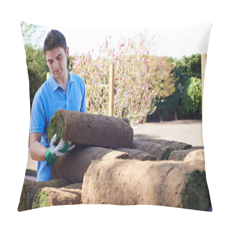 Personality  Landscape Gardener Laying Turf On New Lawn Pillow Covers