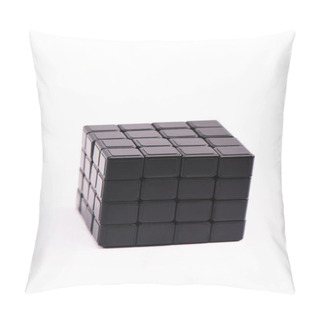 Personality  KYIV, UKRAINE - FEBRUARY 21, 2020: Selective Focus Of Black Rubik Cube Isolated On White  Pillow Covers