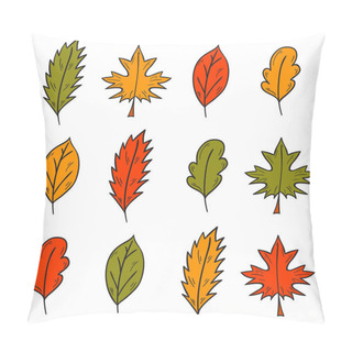 Personality  Vector Cartoon Hand Drawn Colorful Autumn Leaves Pillow Covers