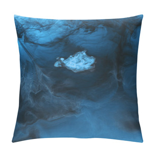 Personality  Full Frame Image Of Mixing Of Light Blue And Black Paints Splashes In Water Pillow Covers