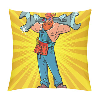 Personality  Muscular Plumber With A Monkey Wrench Pillow Covers