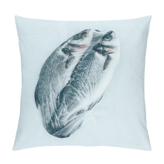 Personality  Close-up View Of Healthy Fresh Sea Fish Isolated On Grey Pillow Covers