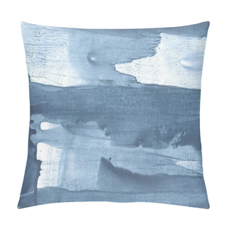 Personality  Hand-drawn Watercolor Made On Paper Sheet. Blue Gray Pattern. Pillow Covers