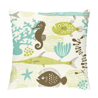 Personality Seamless Pattern With Fishes Pillow Covers