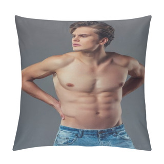 Personality  Handsome Man On Grey Background Pillow Covers