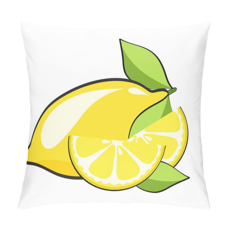 Personality  yellow lemon with slices in pop art retro comic style, stock vector. Fresh lemon fruits, illustrations eps 10 pillow covers
