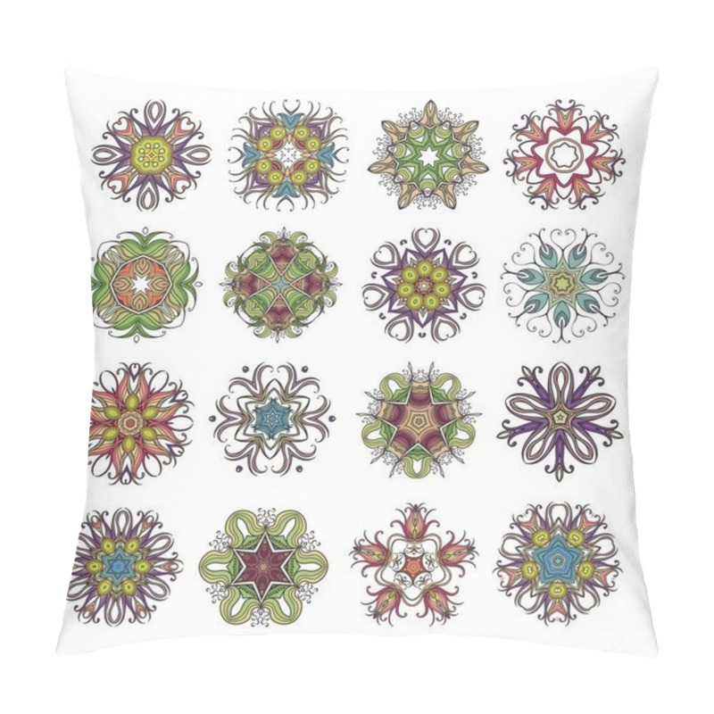 Personality  Set of ornate vector mandala symbols. Mehndi lace tattoo. Art Nouveau weave. pillow covers