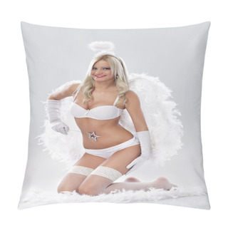 Personality  Young Blond Woman As Angel Pillow Covers