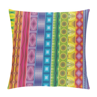 Personality  Geometric Vector Various Strips Motifs In Different Color. Pillow Covers