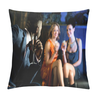 Personality  Elegant Man Looking At Hot Young Girls In Nightclub Pillow Covers