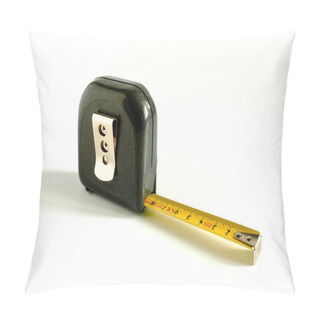 Personality  Plastic Measuring Tape With Extended Ruler On A White Background Close-up Pillow Covers