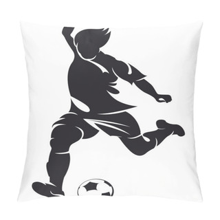 Personality  Vector Football (soccer) Player Running Silhouette With Ball Pillow Covers