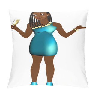 Personality  Woman Teal Dress Pillow Covers