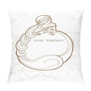 Personality  Vector Frame With Fantasy Girl Pillow Covers