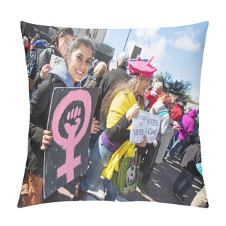 Personality  Teen Holding Pink Fist Sign Pillow Covers