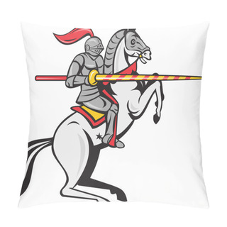 Personality  Knight Lance Steed Prancing Isolated Cartoon Pillow Covers