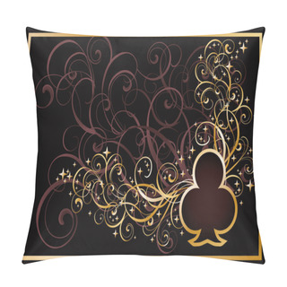 Personality  Casino Clubs Golden Card, Vector Illustration Pillow Covers