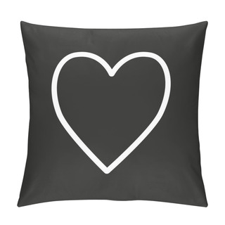 Personality  White Heart. Love Symbol. Abstract Hand Drawn Heart On Isolated Black Background. Black And White Illustration. Valentine's Day Pillow Covers