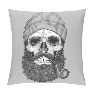 Personality  Sailor Sea Captain Hipster Skull With Pipe Pillow Covers