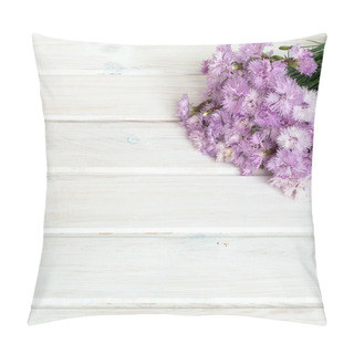 Personality  Bouquet Of Cornflowers On A White Wooden Background Pillow Covers