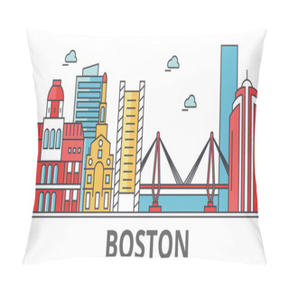 Personality  Boston City Skyline. Pillow Covers