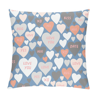 Personality  Romantic Heart Pattern. Beautiful Hearts With Words Background Pillow Covers