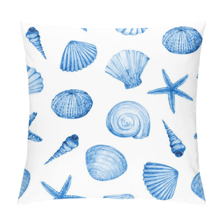 Personality  Watercolor Seamless Pattern With Underwater Life Objects - Seashells, Starfish And Sea Urchin. Pillow Covers