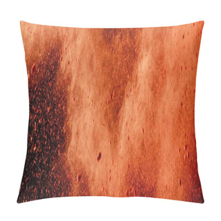 Personality  Orange Colorful Holi Paint Explosion On Black Background, Panoramic Shot Pillow Covers