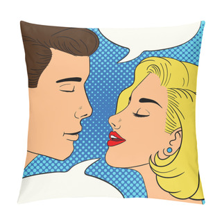 Personality  The Dialogue Between A Man And A Woman. Vintage Vector Illustration In Pop Art Style Pillow Covers