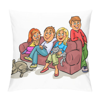 Personality  Family Members On Sofa Pillow Covers