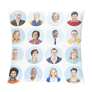 Personality  Smiling People Of Different Ages And Nationalities Pillow Covers