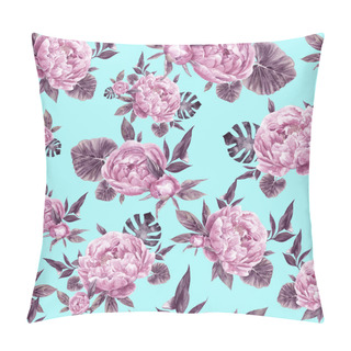 Personality  Hand Drawn Watercolor Seamless Pattern With Peonies Pillow Covers