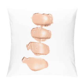 Personality  Set Of Liquid Gently Beige Smears Of Makeup Creamy Foundation Isolated On White Background. Cosmetic Concealer. Realistic Brown Cream Texture For Makeup. Pillow Covers