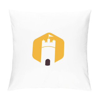 Personality  Castle Vector Logo Design. Castle Tower Logo Template Vector. Pillow Covers
