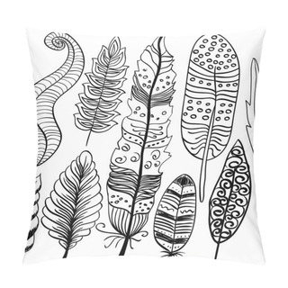 Personality  Hand Drawn Doodle Feathers Set Pillow Covers