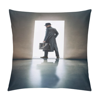 Personality  Man Silhouette In Hat And Raincoat Pillow Covers
