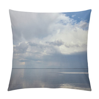 Personality  Peaceful Blue Sky With White Clouds Reflected In River Water Pillow Covers