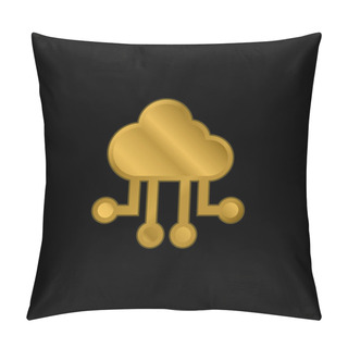 Personality  Big Data Gold Plated Metalic Icon Or Logo Vector Pillow Covers