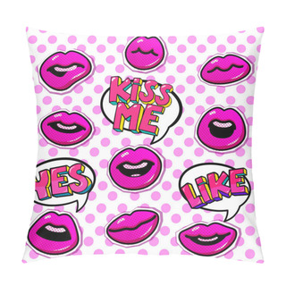 Personality Set Of Pop Art Icons With Lips. Pillow Covers