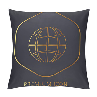 Personality  Black Earth Circle With Thin Grid Golden Line Premium Logo Or Icon Pillow Covers