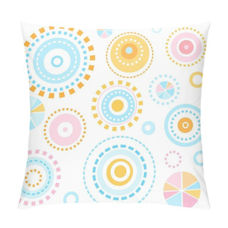 Personality  Background, Geometric, Circles, Blue, Pink, Yellow, Seamless, Kids, White, Abstraction. Pillow Covers