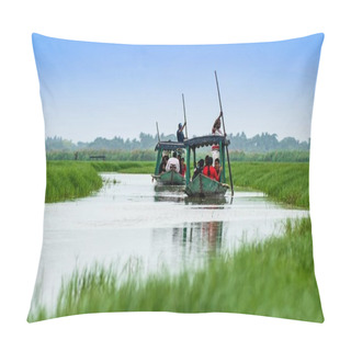 Personality  Boating At Mangalajodi, Orissa Pillow Covers