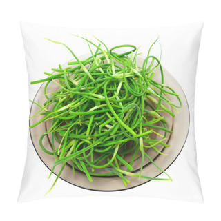 Personality  Fresh Garlic Scapes On Plate Pillow Covers