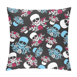 Personality  Seamless Pattern With Scull And Roses Pillow Covers