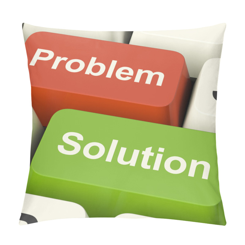 Personality  Problem And Solution Computer Keys Showing Assistance And Solvin pillow covers