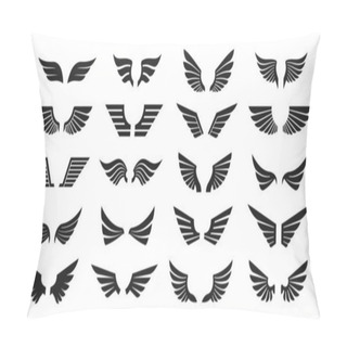 Personality  Set Of Black Wings Icons. Wings Badges. Collection Wings Badges. Vector Illustration Pillow Covers