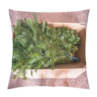 Personality  Boxed Artificial Christmas Tree Before Or After Seasonal Setup For Holidays Pillow Covers