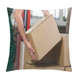Personality  Hands Of Warehouse Worker Lifting Box Pillow Covers